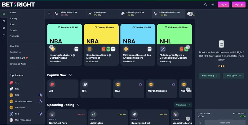 Bet Right desktop view