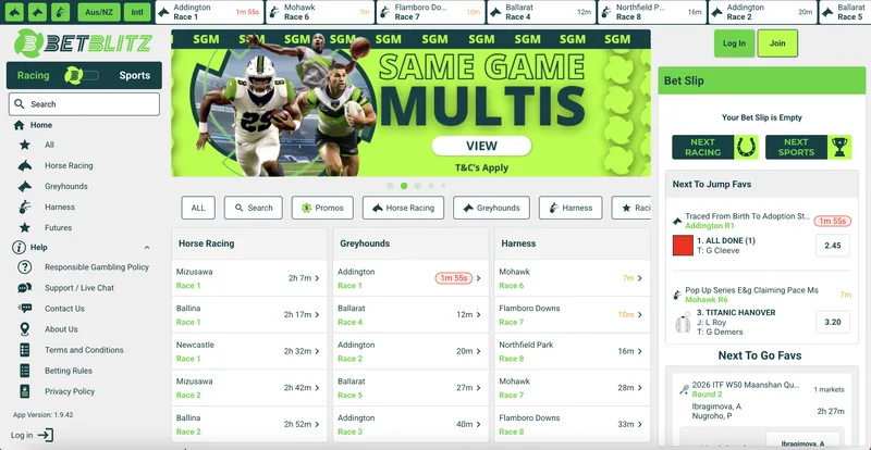 Betblitz desktop view