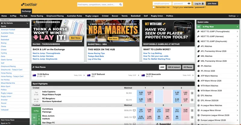betfair desktop view