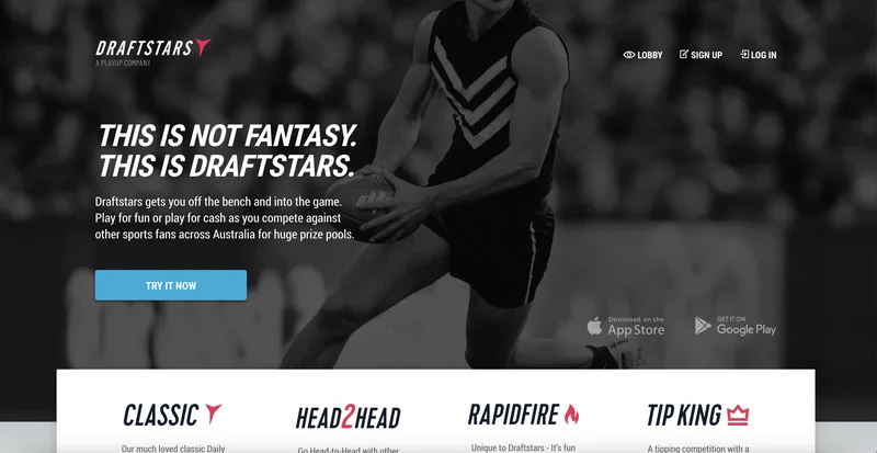 Draftstars Australia desktop view