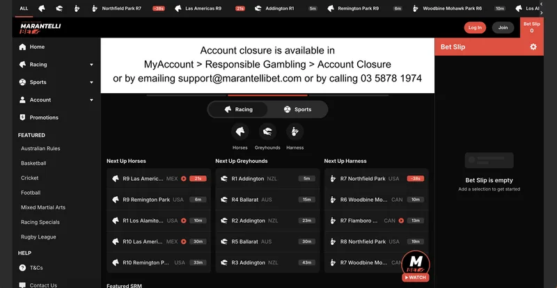 Marantellibet desktop view