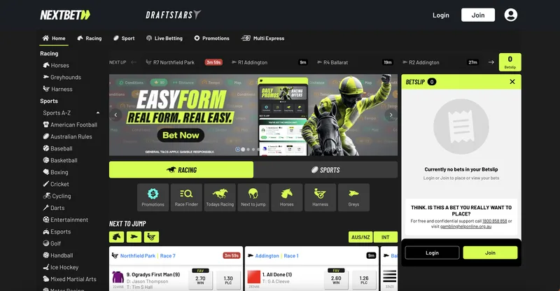 NextBet desktop view