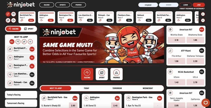 ninjabet desktop view