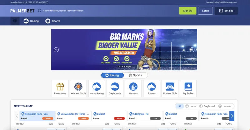 Palmerbet desktop view