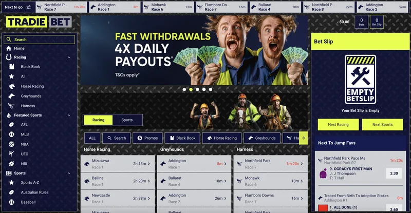 Tradiebet desktop view