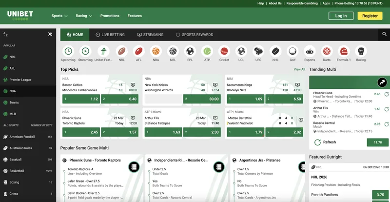 Unibet Australia desktop view