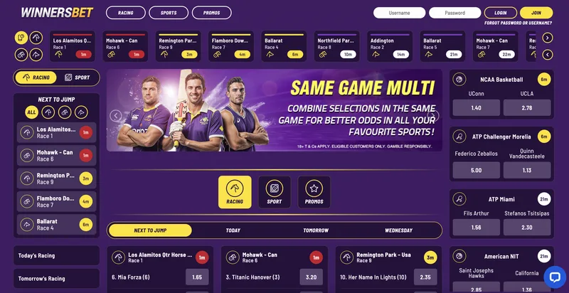 Winnersbet desktop view