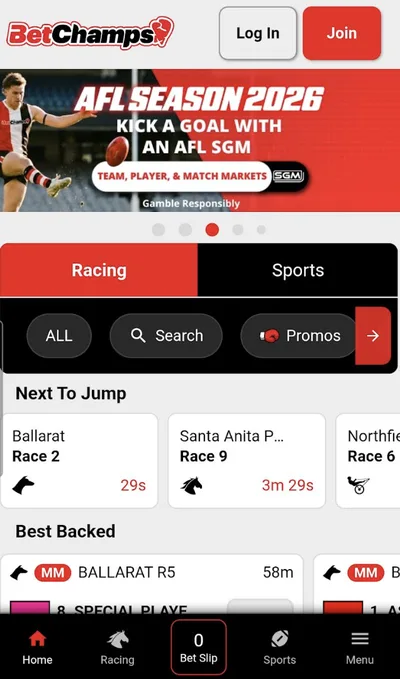 BetChamps mobile view