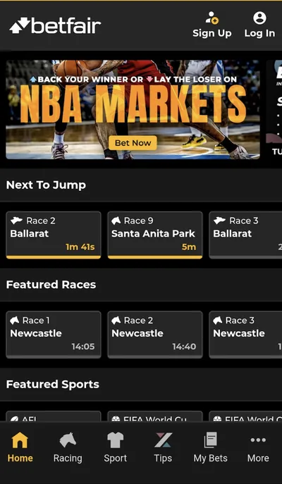 betfair mobile view
