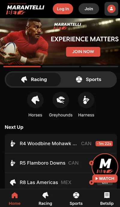 Marantellibet mobile view