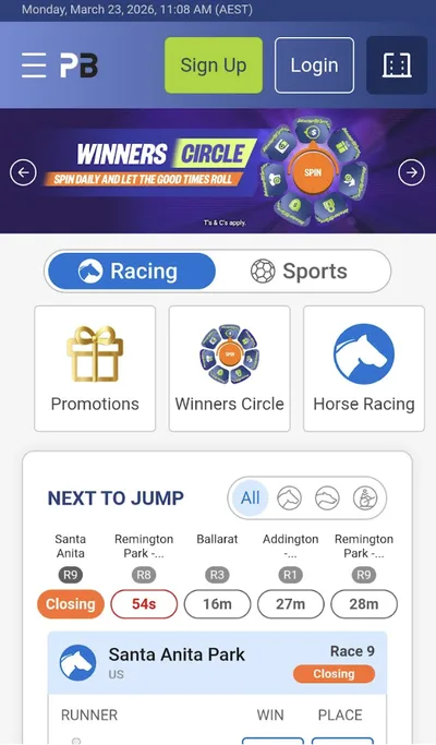 Palmerbet mobile view