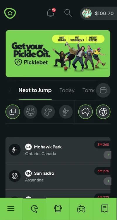 picklebet mobile view