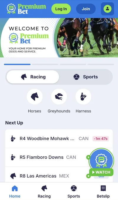 PremiumBet mobile view