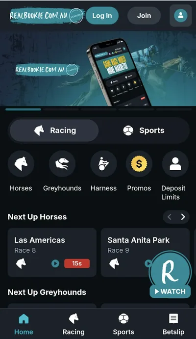 Realbookie mobile view