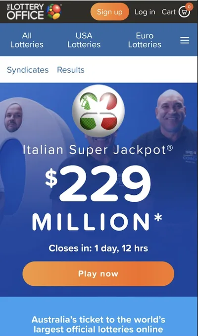 The Lottery Office mobile view