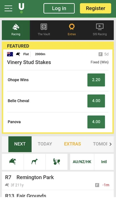 Unibet Australia mobile view